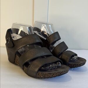 Dansko Black Stacey Wedge Platform Sandal